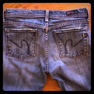 Citizens of Humanity low waist flare jeans.